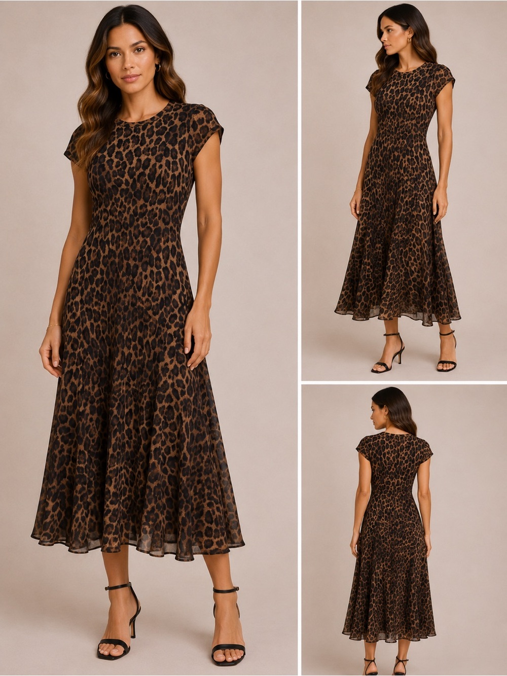 Rachel Zoe Brown Leopard-Print Midi Dress